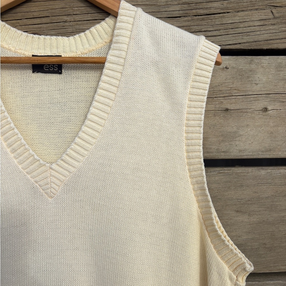 Vintage Susan Ed’s Preppy Ivory Knit Sweater Vest Sz Lg - Picture 4 of 12